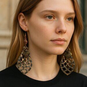 Boucles d'oreilles collection love pendantes en bois , earring love, wood